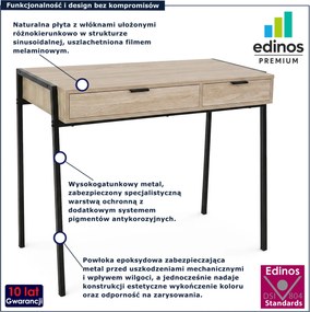Skandynawskie biurko z szufladami dąb sonoma czarny D8-T63