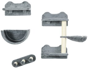 PawHut Zestaw do Wspinaczki dla Kotów, Hamak, Drapak, Platformy, Plusz, Sizal, Szary