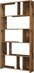 Nowoczesny regał na książki – 90 x 180 x 20 cm – Orzech i biel – Płyta MDF pokryta melaminą