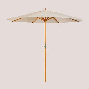 Parasol Ø290 Cm Z Tkaniny I Drewna Cretas Nude Beżowy - Sklum