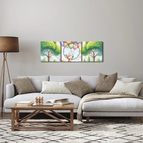 Obraz – Szczęśliwy lis (z zegarem) (90x30 cm)
