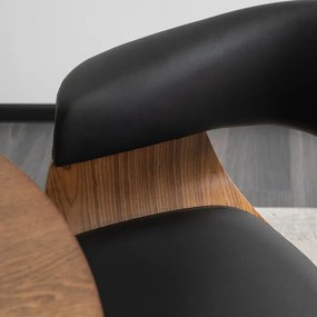 Krzesło Tapicerowane z Drewna Giętego Do Jadalni OHIO Czarne Ekoskóra Nowoczesne Loft