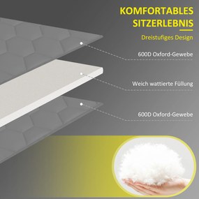 Outsunny Leżak ogrodowy Leżak, składany, z poduszką, odporny na warunki atmosferyczne; 188 cm x 65 cm x 36 cm, Szary + Czarny