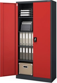 Szafa biurowa Jan dwudrzwiowa 90x40x185 cm antracyt/czerwony