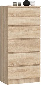 Komoda AKORD K60 Dąb Sonoma 60 cm 6 szuflad kolor Dąb Sonoma mat 60x40x130 cm