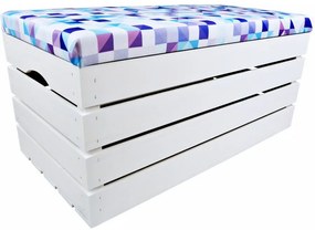 Pufa kufer skrzynia drewniana sosnowa siedzisko 80cm malowana biała