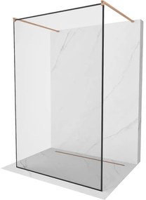 Mexen Kioto ścianka prysznicowa wolnostojąca 110 x 200 cm, czarny wzór 8 mm, miedź szczotkowana - 800-110-002-65-70