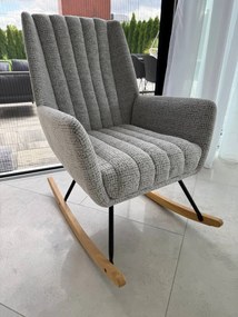 Fotel wypoczynkowy bujany do salonu, sypialni, na płozach tkanina beż, FW6