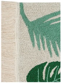 Zielono-kremowy bawełniany dywan dziecięcy tkany ręcznie odpowiedni do prania 140x200 cm Tropical Green – Lorena Canals