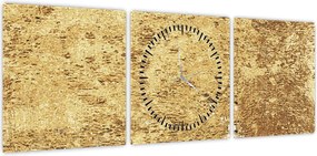 Obraz - Złota struktura N⁰3 (z zegarem) (90x30 cm)