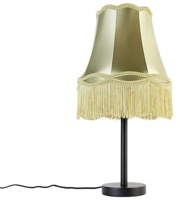 Klasyczna lampa stołowa czarna z abażurem w kolorze zielonym 30 cm - Simplo klasyczny/Antyczny Oswietlenie wewnetrzne