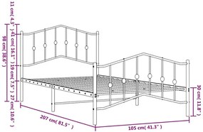 Czarne metalowe łóżko pojedyncze 100x200cm - Honta