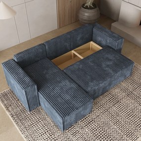 Masseno Narożnik RAVELO z funkcją spania i pojemnikiem na pościel Narozniki L, Rozkładana sofa - Szary, TILIA 85