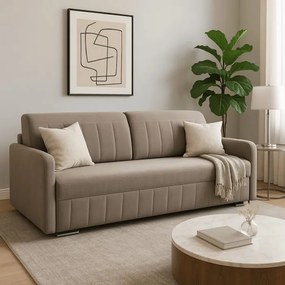 Sofa Rozkładana z Funkcją Spania LUMO Dwuosobowa Beżowa Nowoczesna do Salonu