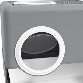 PawHut Kuweta dla Kotów, 2 Wyjścia, Wysuwana Taca, 52 x 41 x 38,5 cm, Szary