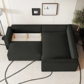 Masseno Narożnik ERONIS z funkcją spania i pojemnikiem na pościel Narozniki L, Rozkładana sofa - Czarny, MONOLITH 95