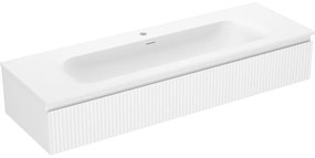 Mexen Rivel szafka łazienkowa 140 cm z umywalką Vela, 1 szuflada, ryflowana , biała mat - 91A20-14023-1-BF01-W23M01