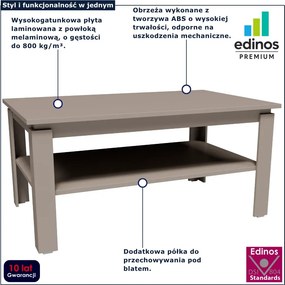 Kaszmirowa prostokątna ława z półką do salonu D1-W40