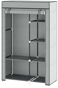 HOMCOM Szafka z materiału Szara z 6 półkami i szyną na ubrania Rozwiązanie do przechowywania | Aosom PL