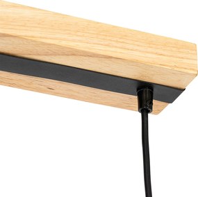 Nowoczesna lampa wisząca czarna z drewnem 5-światłowa - Jeana