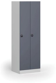 Metalowa szafka ubraniowa, 2-drzwiowa, 1850 x 600 x 500 mm, zamek RFID, drzwi ciemnoszare
