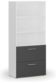 Szafa z szufladami na teczki zawieszkowe PRIMO WHITE, 800 x 420 x 1781 mm, biały/grafit