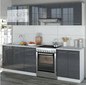 Szafka kuchenna antracytowy wysoki połysk/biały 240x60x81.6 raul