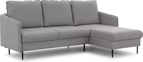 Narożnik Movani z funkcją spania prawostronny - szara plecionka Loft 19 / czarne nogi