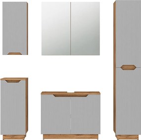 Zestaw mebli łazienkowych dąb/szary w paski 79.6x32x62.1 lotta