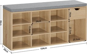 Regał na buty z siedziskiem i szufladą Malabu 024, dąb sonoma