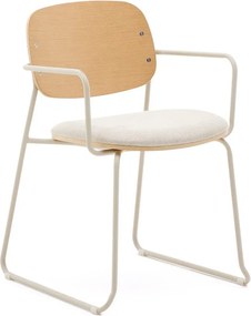 Beżowe/w naturalnym kolorze metalowe krzesło z podłokietnikami Meli – Kave Home