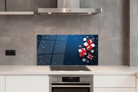 Szklany Panel Prezenty bombki śnieg