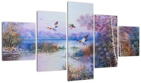 Obraz - Idzie jesień, obraz olejny (125x70 cm)
