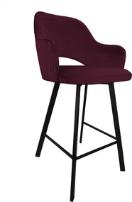 Hoker Milano krzesło barowe tkanina Welur podstawa metalowa : Kolor nogi - Czarna profil, Kolor tkaniny - VELVET - MG02, Typ siedziska - Siedzisko stałe