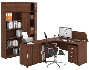 Biurko ergonomiczne MIRELLI, lewe, orzech