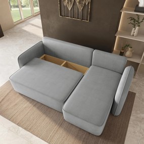 Masseno Narożnik DOLVER z funkcją spania i pojemnikiem na pościel Narozniki L, Rozkładana sofa - Jasnoszary, PAROS 05