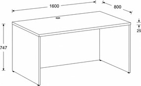 Biurko FRAME, 160x80 cm, brzoza