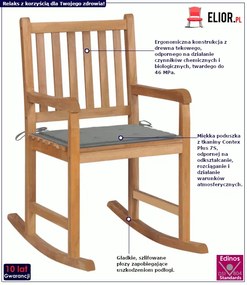 Fotel ogrodowy bujany z szarą poduszką - Nevios