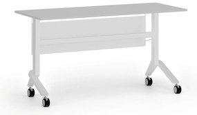 Mobilny stół PRIMO MOVE, 140x60 cm, biała podstawa, szary