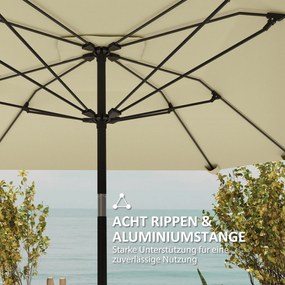 Outsunny 2,3 m Parasol bez bazy, Regulowany parasol tarasowy z korbką, Poliester, Aluminium, Włókno szklane, Beżowy