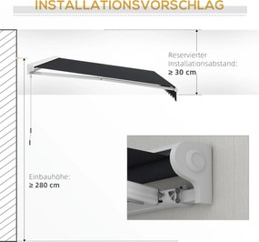Outsunny Markiza Tarasowa Elektryczna Do Ogrodu - Markiza Nad Basenem 4x3 Aluminiowa Szara z Pilotem Zdalnego Sterowania Elektryczna/Ręczna | Aosom PL