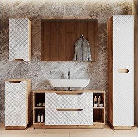 Zestaw mebli łazienkowych dąb/biały ze strukturą płytek 119.2x35x62.5 lotta