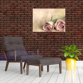 Obraz na szkle - Delikatne róże (70x50 cm)