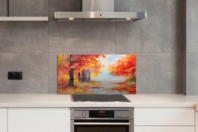 Szklany Panel Jesienne Liście na Drzewie