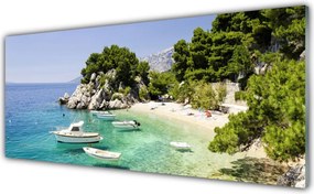 Panel Szklany Skaliste Wybrzeże z Łodziami