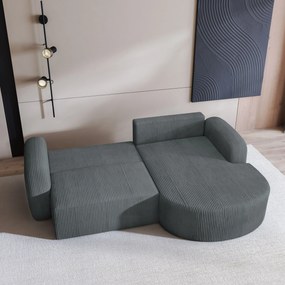 Masseno Narożnik AMILIA z funkcją spania i pojemnikiem na pościel Narozniki L, Rozkładana sofa - Szary, POSO 60