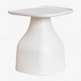 Kwadratowy Stolik Pomocniczy Do Ogrodu 50x50 Cm Z Polipropylenu Jubarri Lodowata Biel & ↑50 Cm - Sklum