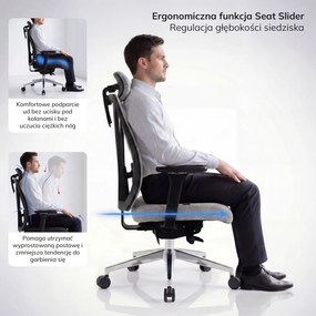 Fotel biurowy ergonomiczny szary VECTOR