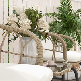 Outsunny Zestaw bujanych krzeseł w stylu boho, z PE-Rattanu, odporny na warunki atmosferyczne, Kremowy