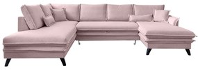 Pudroworóżowa rozkładana sofa w kształcie litery "U" Miuform Charming Charlie, lewostronna